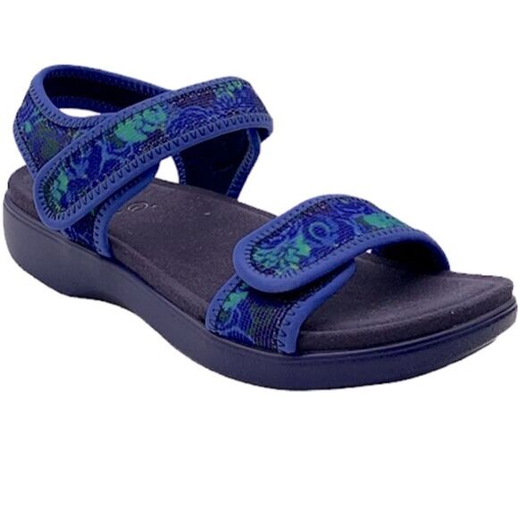 TRAQ by Alegria Blue Knit Back Strap Sport Sandals in Baby Bloomer - Picture 1 of 16